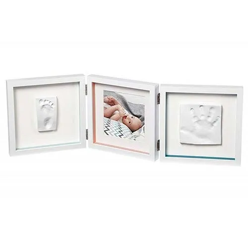 Baby Art Отпечатък за ръчичка и краче + снимка (бяла рамка, бяло паспарту) My Baby Style