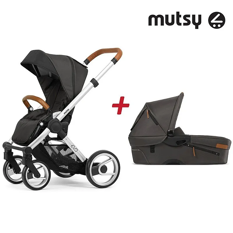 Пакет Шаси Mutsy Evo UN Standard + Кош за новородено и Седалка и сенник Mutsy Evo Urban Nomad Stone Grey