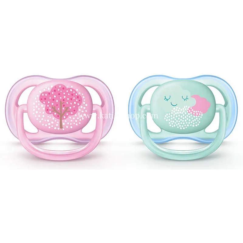 AVENT Залъгалки ULTRA AIR с декорация + стерилизаторна кутия 0-6 месеца - 2бр./оп.
