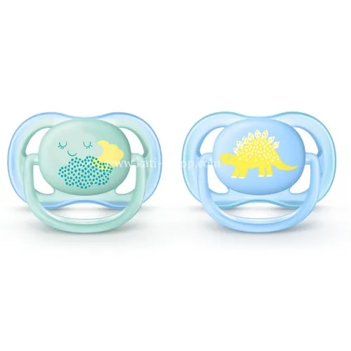 AVENT Залъгалки ULTRA AIR с декорация + стерилизаторна кутия 0-6 месеца - 2бр./оп.