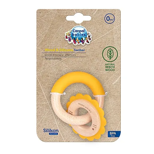 Canpol Чесалка от дърво и силикон 0м.