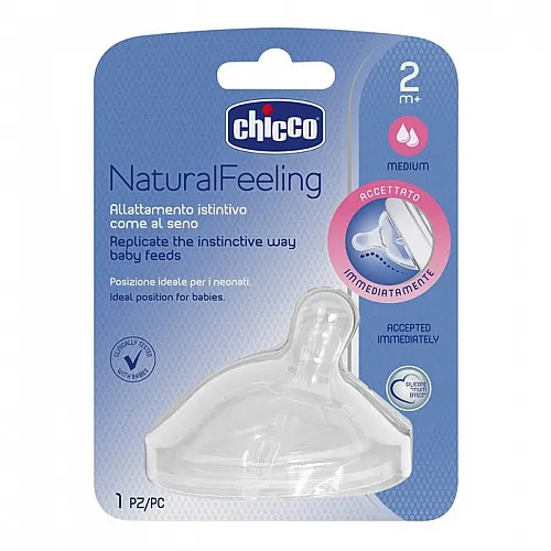 Chicco  Биберон Natural Feeling, 2м.+  2 капки, 1бр.
