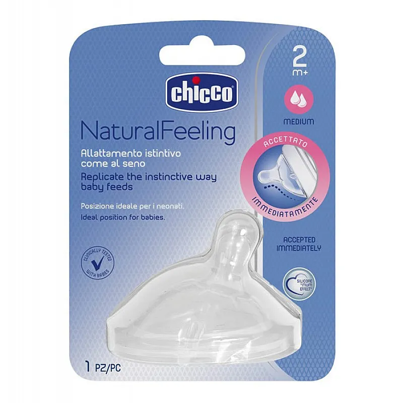 Chicco  Биберон Natural Feeling, 2м.+  2 капки, 1бр.