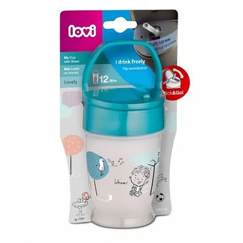 Чаша със сламка Lovi, JUNIOR, Lovely Boy, 250ml., синя