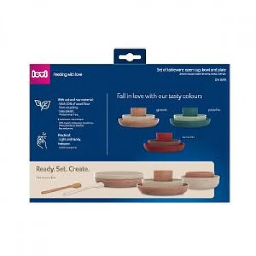Комплект за хранене Lovi, Pistachio, 3 части, 6м+
