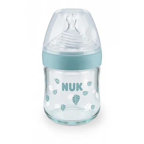 NUK Стъклено шише Nature Sense 120мл - силикон 0-6м S - зелен
