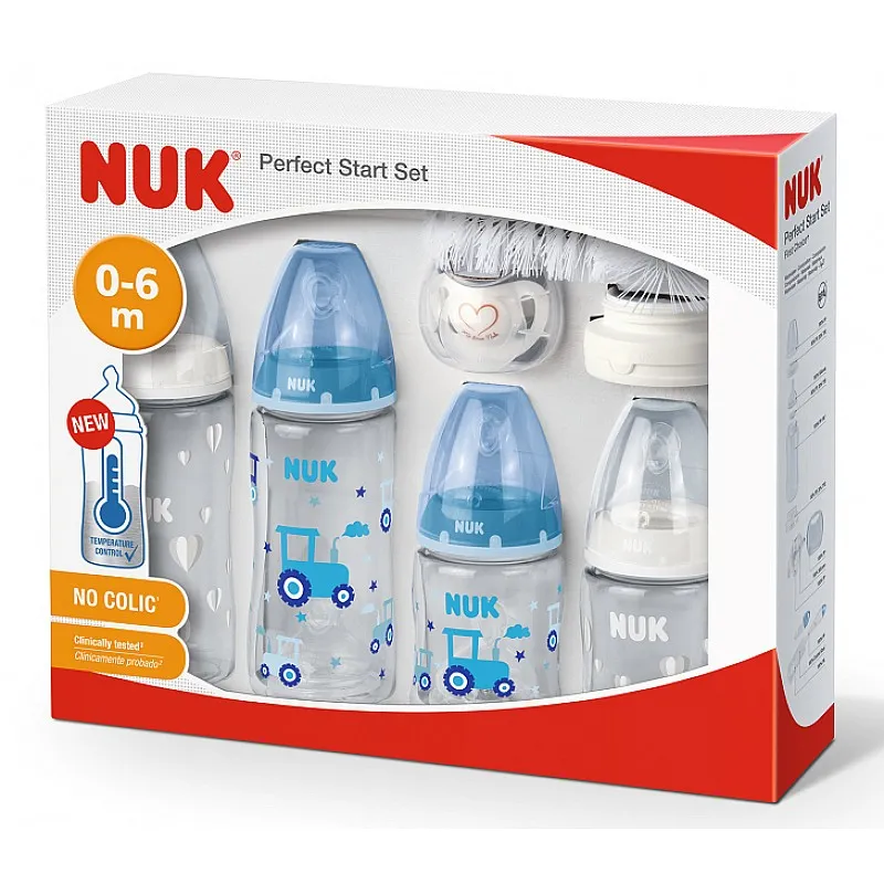 NUK Комплект за новородено Perfect Start Temperature Control - 10 части - момче