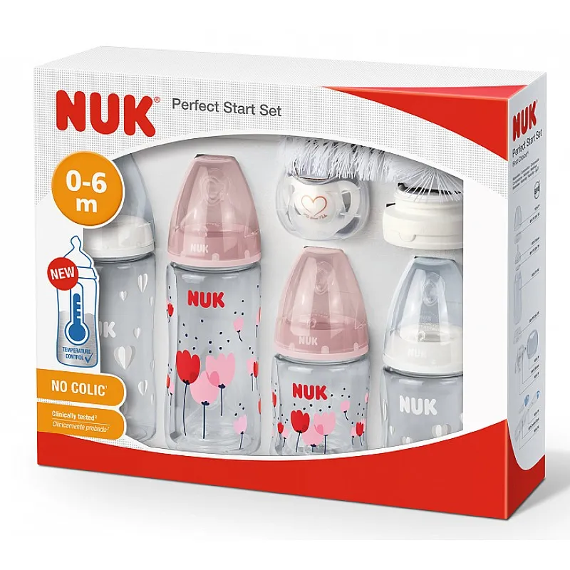 NUK Комплект за новородено Perfect Start Temperature Control - 10 части - момиче