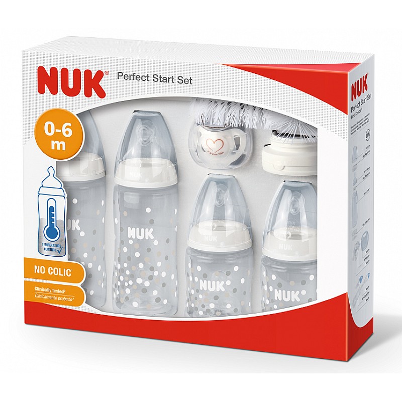 NUK Комплект за новородено Perfect Start Temperature Control - 10 части - бял
