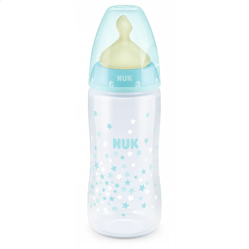 NUK First Choice РР шише Temperature control 300мл - каучук - св.син
