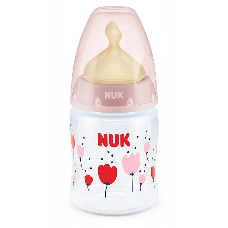 NUK First Choice РР шише Temperature control 150мл - каучук - розов