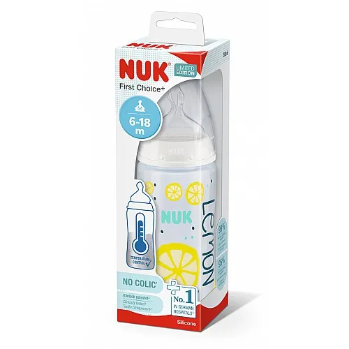 NUK First Choice РР шише Temperature control 300мл - силикон - лимон
