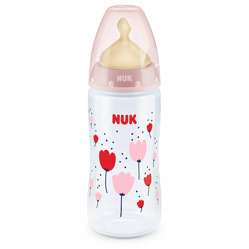 NUK First Choice РР шише Temperature control 300мл - каучук - розов