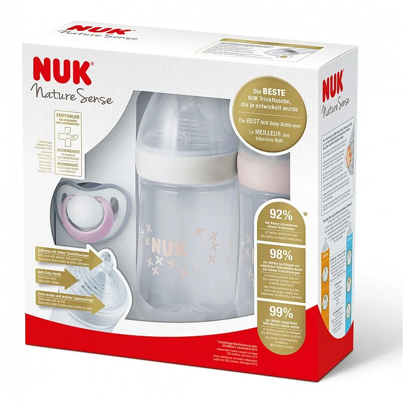NUK NATURE SENSE СЕТ pink - 2бр.РР шише 260мл + биберон залъгалка Genius