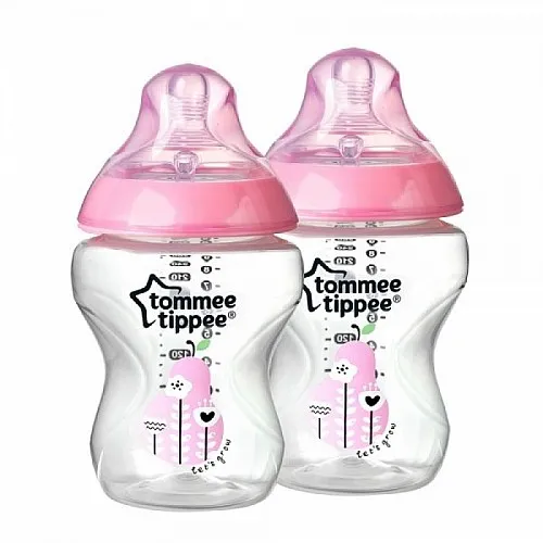 Tommee Tippee Шише за хранене Easi-Vent 260ml 0m+ 2 бр./оп. с декорация 