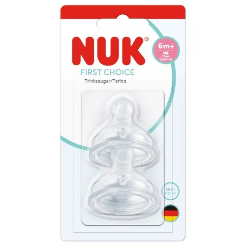 NUK FIRST CHOICE+ биберон храна силикон 2 бр. 6+мес., flow control