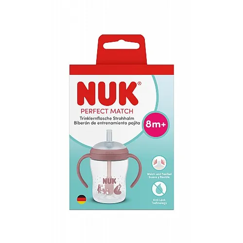 NUK Perfect Match шише със сламка, 150 мл., 8+мес, Мечка