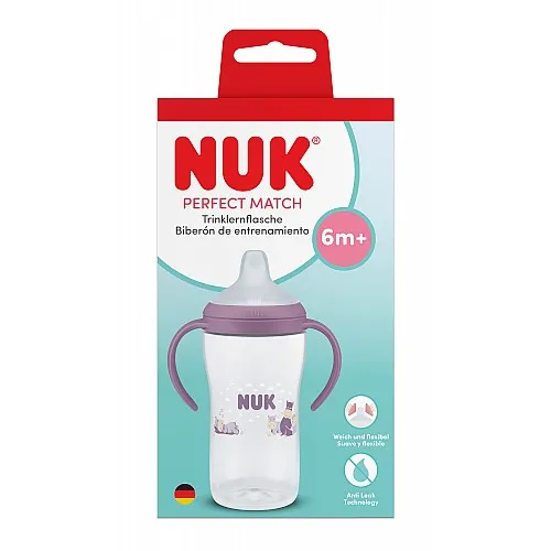 NUK Perfect Match Шише за сок 260 мл., 6+мес., Хипо, лилаво