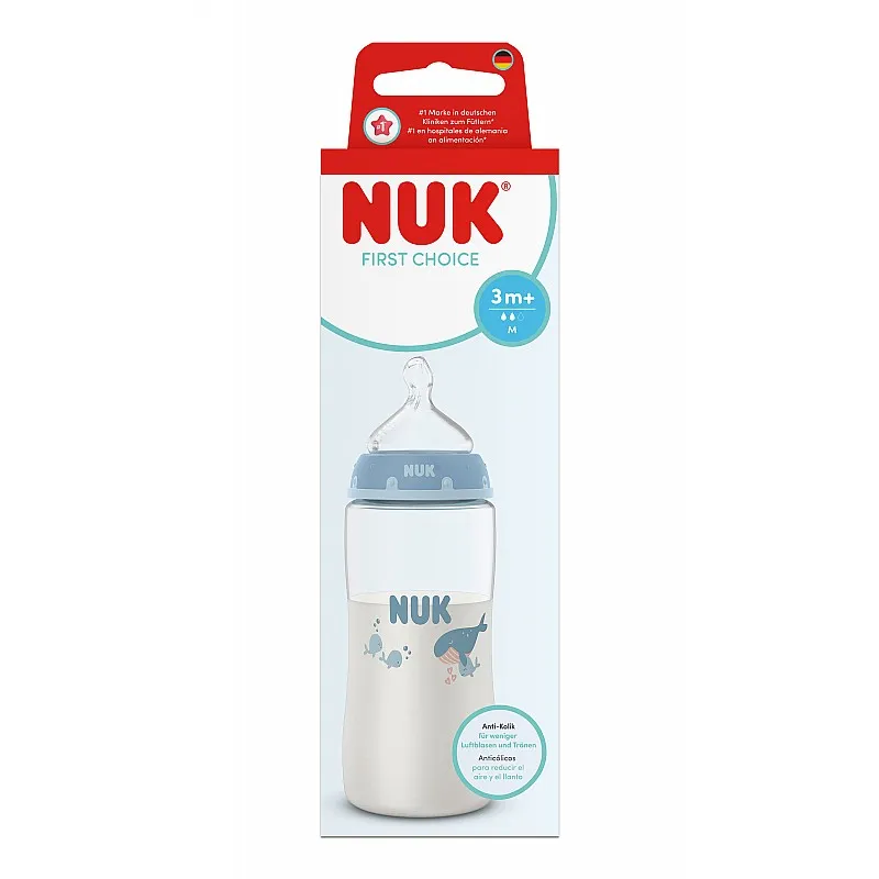 NUK First Choice РР Шише Temperature control 300мл. силиконов биберон 3+мес. р-р М, Кит