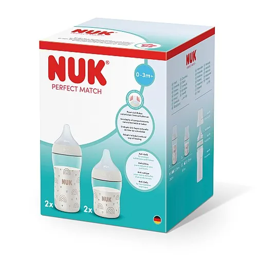 NUK Perfect Match Сет шишета РР, 4 части - 2х150мл. + 2х260мл. Дъга