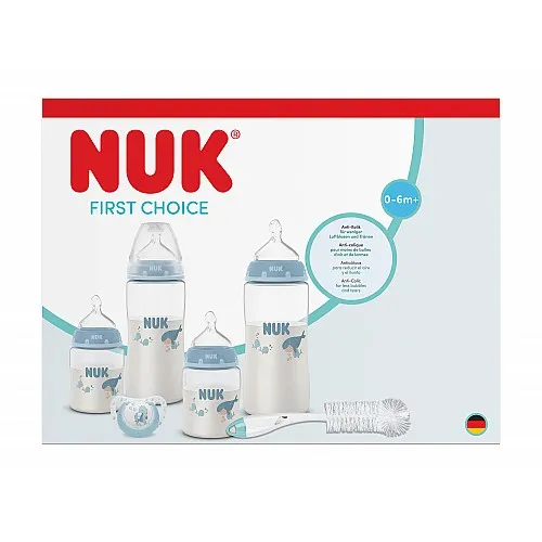 NUK First Choice + СЕТ Perfect Start Temperature Control - 8 части синьо