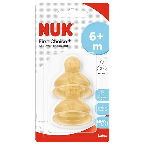 NUK FIRST CHOICE биберон за хранене каучук 6-18м 2бр., р-р L