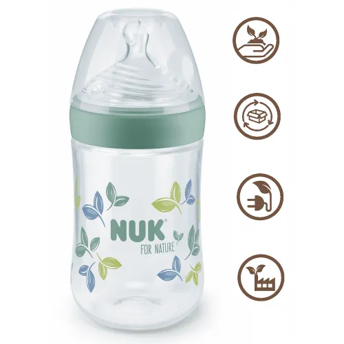 NUK for NATURE Шише РР Temperature Control 260мл. със силиконов биберон М - Зелен