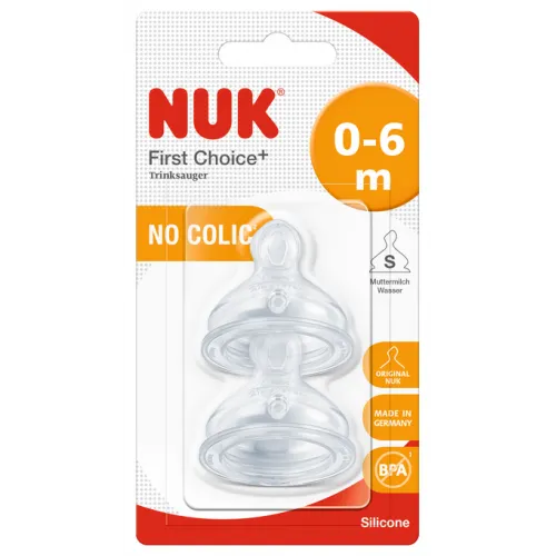 NUK FIRST CHOICE+ биберон храна силикон 2 бр. 0-6мес, р-р S