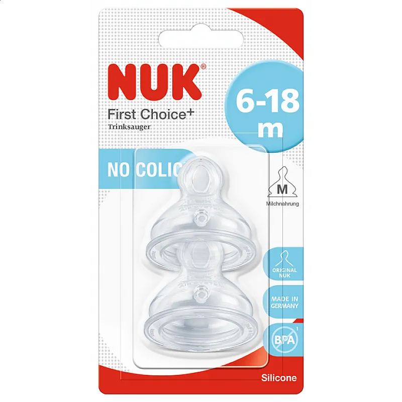 NUK FIRST CHOICE+ биберон храна силикон 2 бр. 6-18мес., р-р M