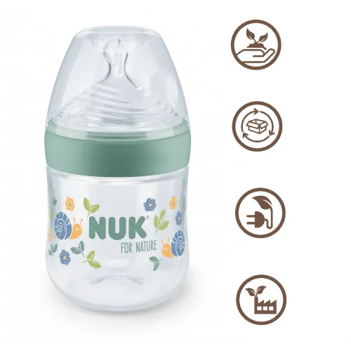 NUK for NATURE Шише РР Temperature Control 150мл. със силиконов биберон 0+ S - Зелен