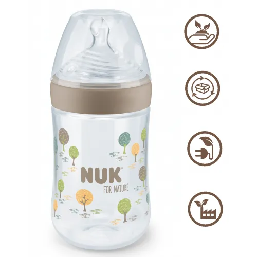 NUK for NATURE Шише РР Temperature Control 260мл. със силиконов биберон 0+мес. М - Бежов