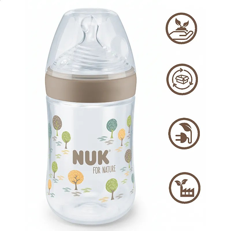 NUK for NATURE Шише РР Temperature Control 260мл. със силиконов биберон 0+мес. М - Бежов