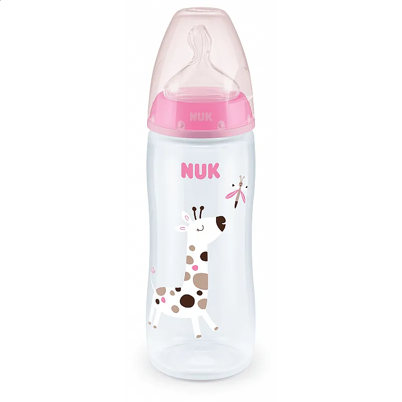 NUK First Choice РР Шише Temperature control 360мл силикон микс XL - Розов