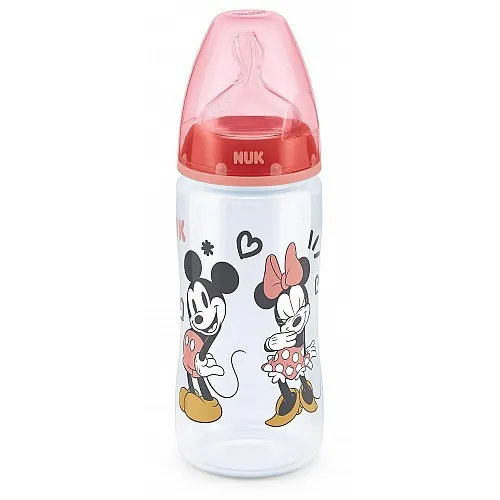 NUK First Choice РР Шише Temperature control 300мл силикон MICKEY MOUSE - Червен