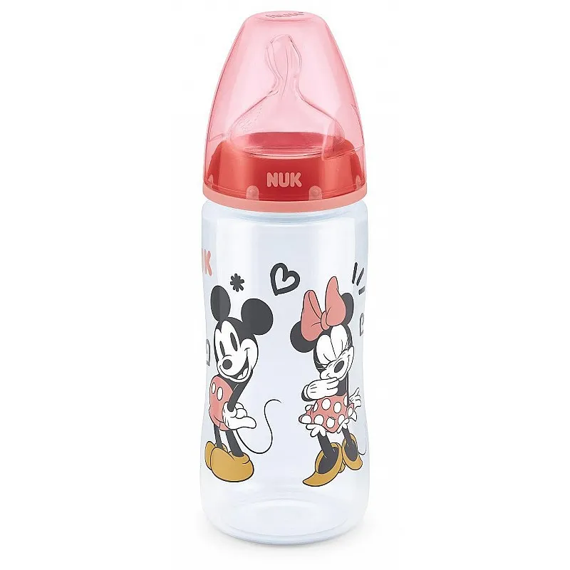 NUK First Choice РР Шише Temperature control 300мл силикон MICKEY MOUSE - Червен