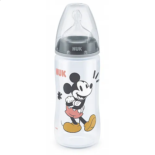 NUK First Choice РР Шише Temperature control 300мл силикон MICKEY MOUSE - Сив