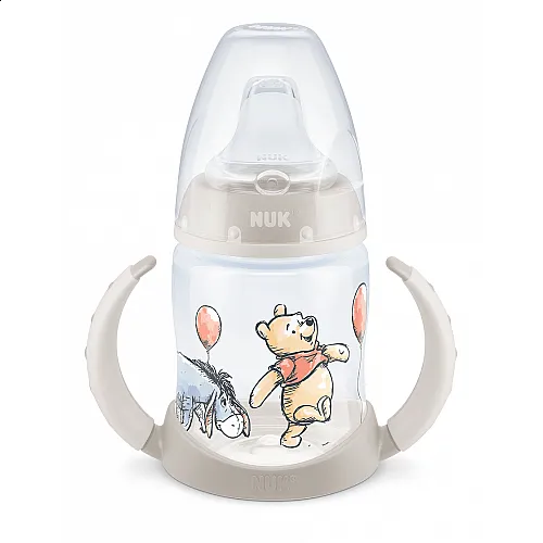 NUK First Choice РР шише Temperature Control 150мл със силиконов накрайник за сок Disney - бежаво