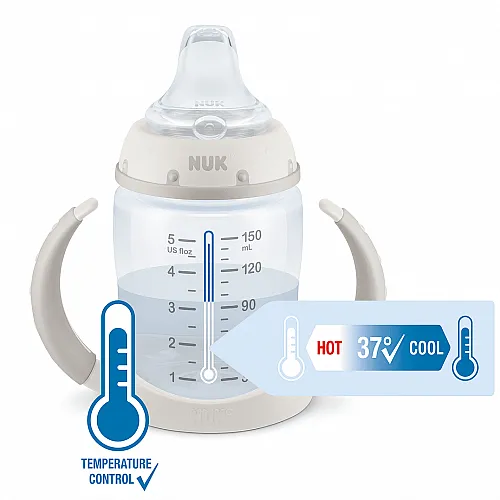 NUK First Choice РР шише Temperature Control 150мл със силиконов накрайник за сок Disney - розово