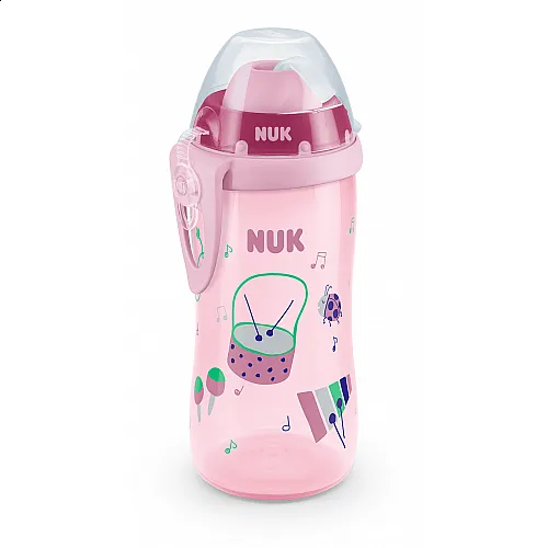 NUK Flexy Cup 300мл, със сламка, 12+ мес. - розова