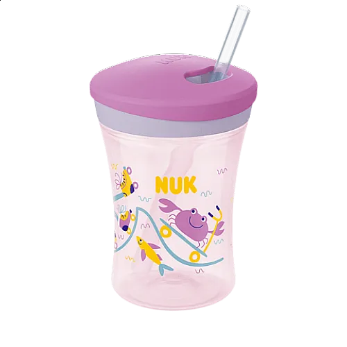 NUK EVOLUTION Action Cup 230мл. със сламка, 12+ мес. Girl