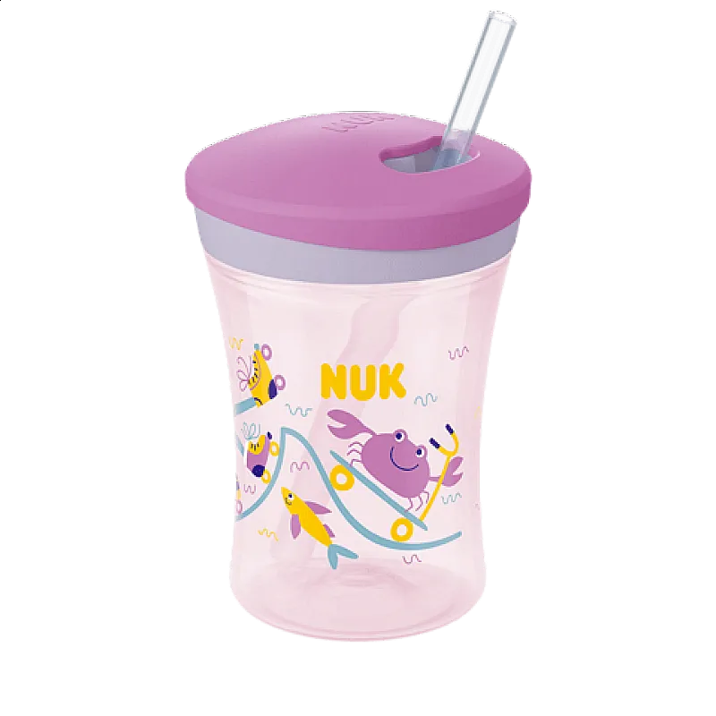 NUK EVOLUTION Action Cup 230мл. със сламка, 12+ мес. Girl