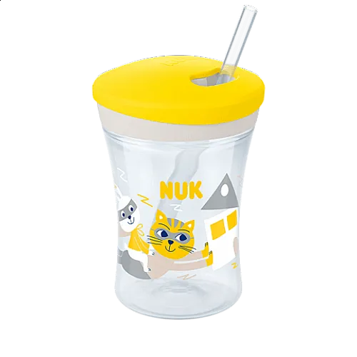 NUK EVOLUTION Action Cup, 12+, 230 мл. със сламка Жълта