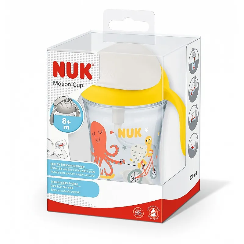 NUK ЧАША MOTION CUP жълта, 8+ мес.