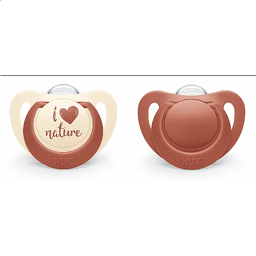 NUK for NATURE биберон залъгалка силикон 6-18 мес. 2бр. Червена