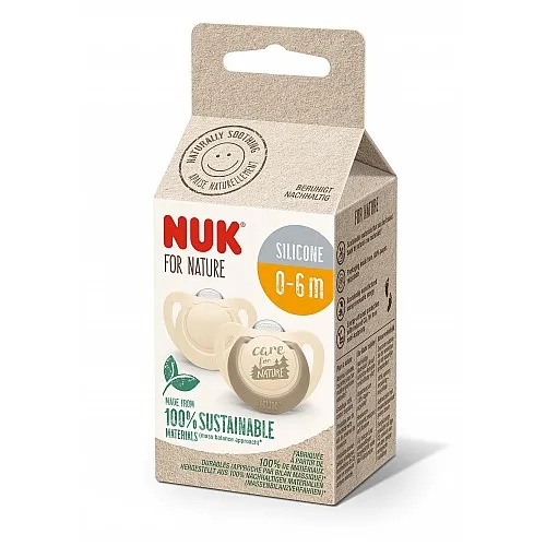 NUK for NATURE биберон залъгалка силикон 0-6 мес. 2бр. Крем