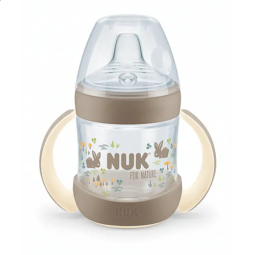 NUK for NATURE Шише за сок РР Temperature Control 150мл. със силиконов накрайник 6+мес. Крем