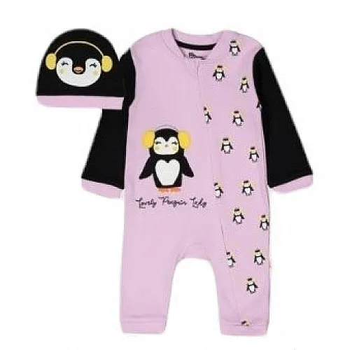BabyDivo Бебешки гащеризон и шапка за момиче 3-2132