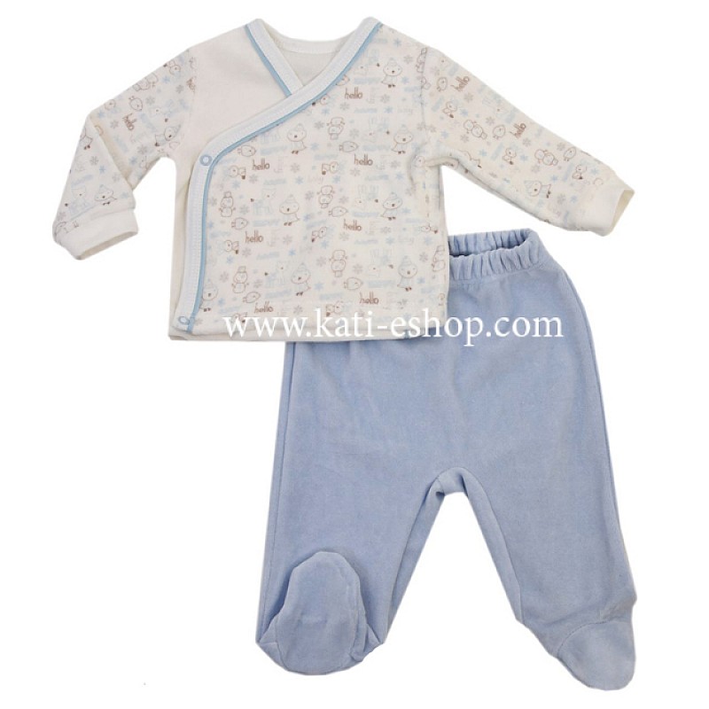 KIDAXI BABY Плюшен комплект жилетка с ританки за момче 3-1101 KIDAXI BABY Плюшен комплект жилетка с ританки за момче 3-1101