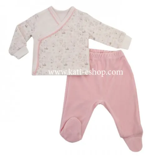 KIDAXI BABY Плюшен комплект жилетка с ританки за момиче 3-1102
