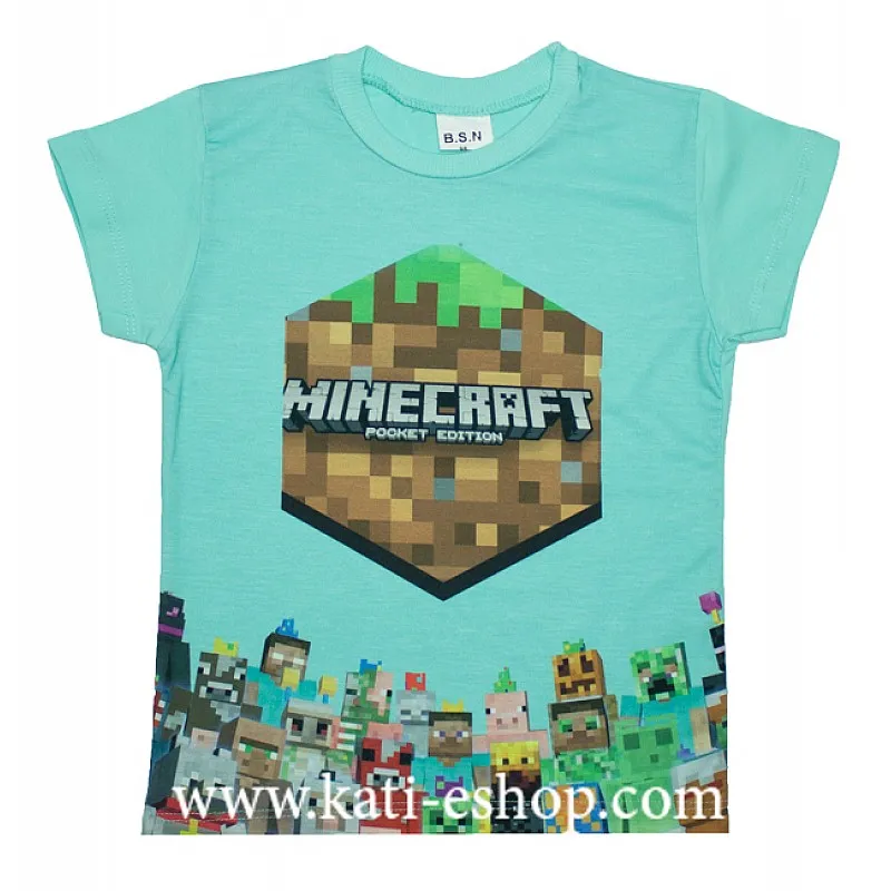 BSN Тениска за момче "Minecraft" мента 6-701
